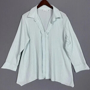 Habitat Soft Crinkle Womens Top Size Medium M Textured Long Sleeve Button Tunic